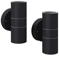 vidaXL 2x Outdoor LED Wall Lights Stainless Steel Up/Downwards Black Lamp