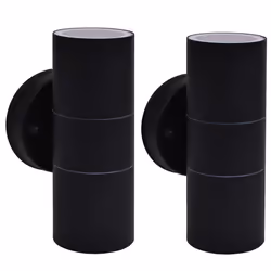 vidaXL 2x Outdoor Wall Lights Stainless Steel Up/Downwards Black Garden Lamp