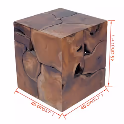 vidaXL Stool Seat/Footrest/Side Table Furniture Home Solid Teak 40x40x45 cm - Additional view 10
