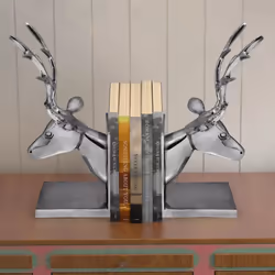 vidaXL 2 pcs Bookends Book Desk Stand Office Stationery Deer Aluminium Silver