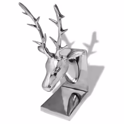 vidaXL 2 pcs Bookends Book Desk Stand Office Stationery Deer Aluminium Silver