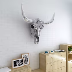 vidaXL Skull Head Home Decoration Art Hanging Wall-Mounted Aluminium Silver