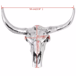 vidaXL Skull Head Home Decoration Art Hanging Wall-Mounted Aluminium Silver - Additional view 5