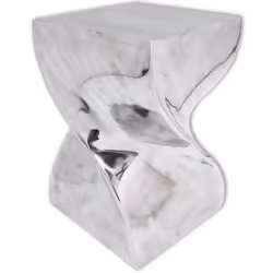 vidaXL Stool/Side End Coffee Table Twisted Shape Home Decor Aluminium Silver - Additional view 2