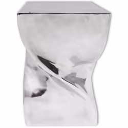 vidaXL Stool/Side End Coffee Table Twisted Shape Home Decor Aluminium Silver - Additional view 3