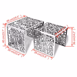 vidaXL Two Piece Side Console End Small Coffee Tables Square Aluminium Silver