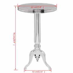 vidaXL Side Table Round Aluminium Silver End Accent Coffee Stand Bedroom Rack - Additional view 3