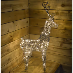 83cm Outdoor LED Grey Wicker-Style Reindeer Decoration