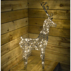 83cm Outdoor LED Grey Wicker-Style Reindeer Decoration