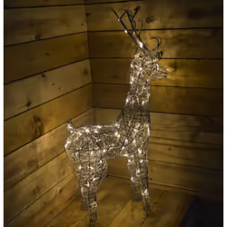 83cm Outdoor LED Grey Wicker-Style Reindeer Decoration