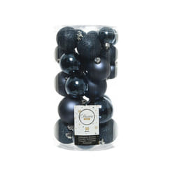 30pc Night Blue Assorted Shatterproof Baubles | Shiny, Matte & Glittery Baubles