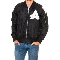 Chaqueta Bomber Con Forro De Red Interior D01610 Para Hombre - black, XS
