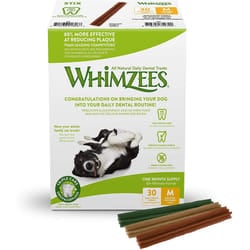 WHIMZEES Natural Dental Dog Chews Long lasting, Medium Stix, 30 Pieces
