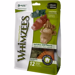 WHIMZEES Natural Dental Dog Chews Long lasting, Medium Alligator, 12 Pieces