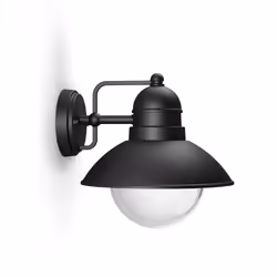 Philips myGarden Hoverfly Wall Light 60W E27 No-bulb, Outdoor wall lighting, Black, Aluminium, Glass, IP44, I, Surfaced