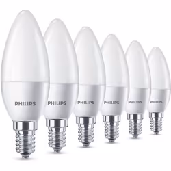 Philips Candle 40W B35 E14 x6, 5.5 W, 40 W, E14, 470 lm, 15000 h, Warm white