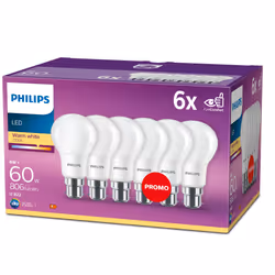 Philips Bulb 60W A60 B22 x6