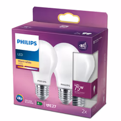 Philips Filament Bulb Frosted 75W A60 E27 x2