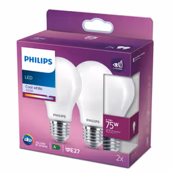 Philips Filament Bulb Frosted 75W A60 E27 x2