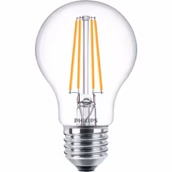 Philips Filament Bulb Clear 60W A60 E27 x2, 7 W, 60 W, E27, 806 lm, 15000 h, Warm white