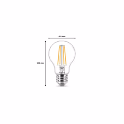 Philips Filament Bulb Clear 60W A60 E27 x2