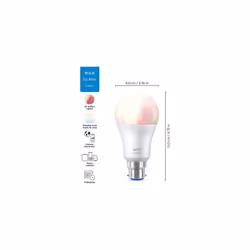 WiZ Colour[B22 Bayonet Cap] Smart Connected WiFi Light Bulb. 60W Colour and White Light, App Control for Home Indoor Lighting, Livingroom, Bedroom.,