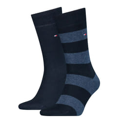 2-Pack Rugby Stripe Socks, Dark Navy - Eur 43-46