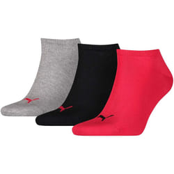 PUMA Men's Puma Unisex Sneaker Plain 3p Socks, Black/Red/Grey, 6 - 8 UK