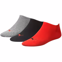 PUMA Men's Puma Unisex Sneaker Plain 3p Socks, Black/Red/Grey, 12-Oct UK