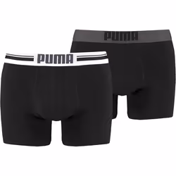 PUMA Men's Placed Logo Boxer Shorts-Black, Large, (Pack of 2)