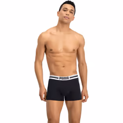 PUMA Men's Placed Logo Boxer Shorts-Black, Large, (Pack of 2)