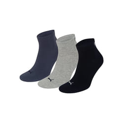 3 Pack Puma Unisex Quarter Trainer Sports Socks Blue/Grey Melange 6-8 (39-42) - Navy/Grey/Nightshadow Blue, 2
