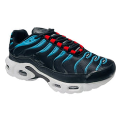 Men's Lace Up Air Cushioned Sports Trainers - UK 7 / EU 41 / US 8, Black / Blue