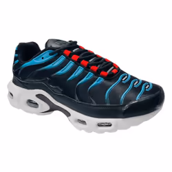 Men's Lace Up Air Cushioned Sports Trainers - UK 8 / EU 42 / US 9, Black / Blue