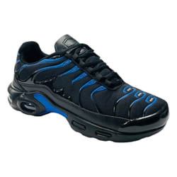 Men's Lace Up Sports Air Cushioned Trainers - UK 6 / EU 40 / US 7, Black / Blue