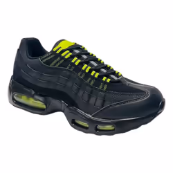 Men's Air Cushioned Sports Lace Up Trainers - UK 6 / EU 40 / US 7, Black / Green