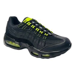 Men's Air Cushioned Sports Lace Up Trainers - UK 8 / EU 42 / US 9, Black / Green