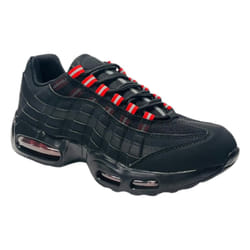 Men's Air Cushioned Sports Lace Up Trainers - UK 7 / EU 41 / US 8, Black / Red