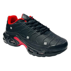 Men's Sports Air Cushioned Lace Up Trainers - UK 7 / EU 41 / US 8, Black / Red