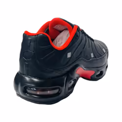 Men's Sports Air Cushioned Lace Up Trainers - UK 8 / EU 42 / US 9, Black / Red