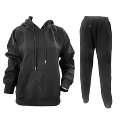 Women's Cross Detail Embroidered Hooded Tracksuit - S, Black