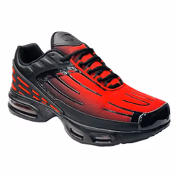Men's Lace Up Sports Air Cushioned Trainers - UK 7 / EU 41, Black / Red