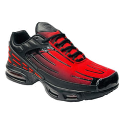 Men's Lace Up Sports Air Cushioned Trainers - UK 7 / EU 41, Black / Red