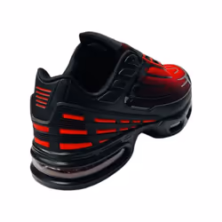 Men's Lace Up Sports Air Cushioned Trainers - UK 7 / EU 41, Black / Red