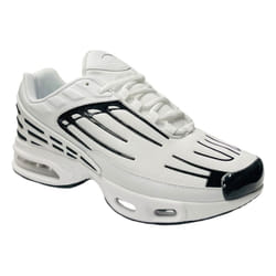 Men's Lace Up Sports Air Cushioned Trainers - UK 7 / EU 41, White / Black