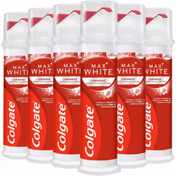 Colgate Max White Luminous Whitening Toothpaste Pump 6 x 100ml Pack - Mint
