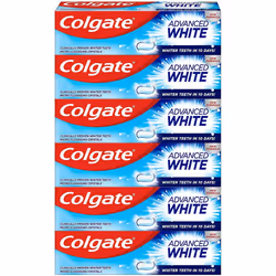 Colgate Advanced White Toothpaste, 6 x Multi Action Whitening Toothpastes with Cavity Protection Fluoride Formula for Whiter ...