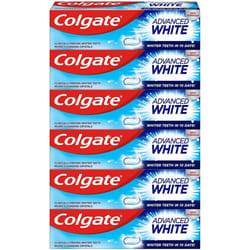 Colgate Advanced White Toothpaste, 6 x Multi Action Whitening Toothpastes with Cavity Protection Fluoride Formula for Whiter Teeth, Bulk/Value Set - 6