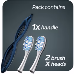 Colgate Link Manual Toothbrush Whitening Starter Kit Including 1 Premium Aluminium Handle & 2 Whitening Replacement Brush Heads Medium, Navy, Stain
