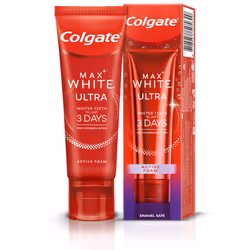 Max White Ultra Active Foam Teeth Whitening Toothpaste 75ml, whiter teeth in 3 days*, enamel safe for daily use, removes deep ...